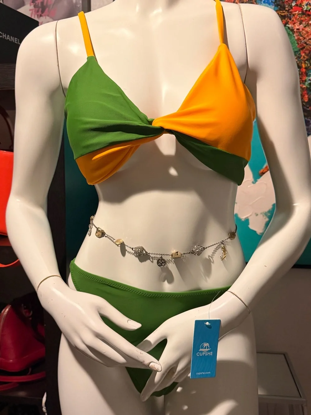 Cupshe Green Yellow Bikini